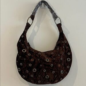 Brown Hobo Bag with studded Eyelet Design NWT